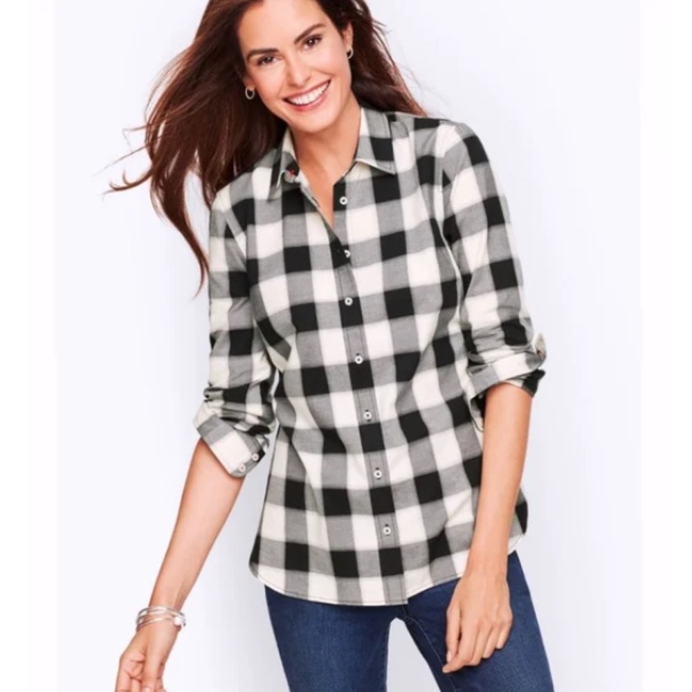 Talbots blue plaid button-down shirt